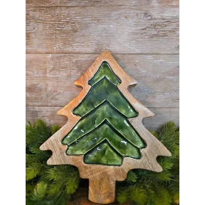 Enamel Carved Tree Tray 14.2x11.8in