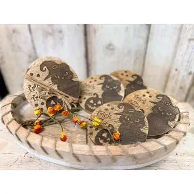 Trick or Treat Coasters 4.25in Set Of 4