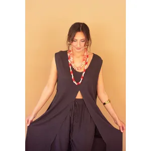 Sleeveless Split-Front Tunic / Midnight 5
