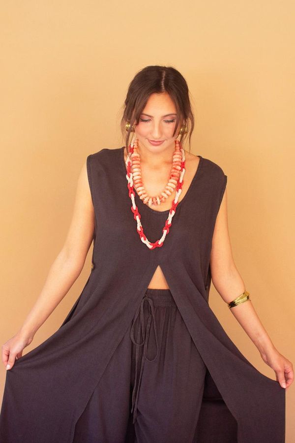 Sleeveless Split-Front Tunic / Midnight