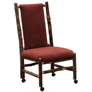 Hickory Log Executive Chair - Upholstered Back and Seat - On Casters - Upgrade Fabric