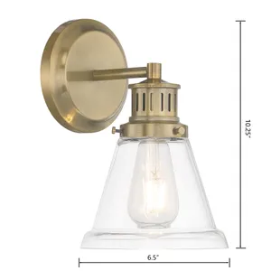 Alden 10.25'' High 1-Light Sconce - Antique Brass Clear 2