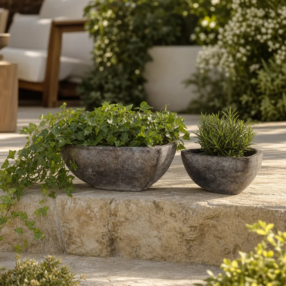 DEVONCLIFF SET OF 2 BROWN PLANTER 4 (IN)