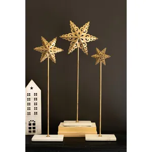 Set of 3 Metal Stars on Marble Bases 1