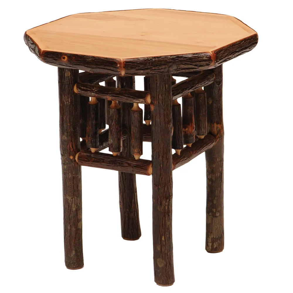Hickory Log Octagon Nightstand - Natural