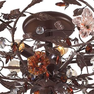 Cristallo Fiore 38'' Wide 6-Light Flush Mount - Deep Rust 3