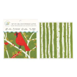 Red Cardinals blu Eco Sponge Cloths (Set of 2) 7