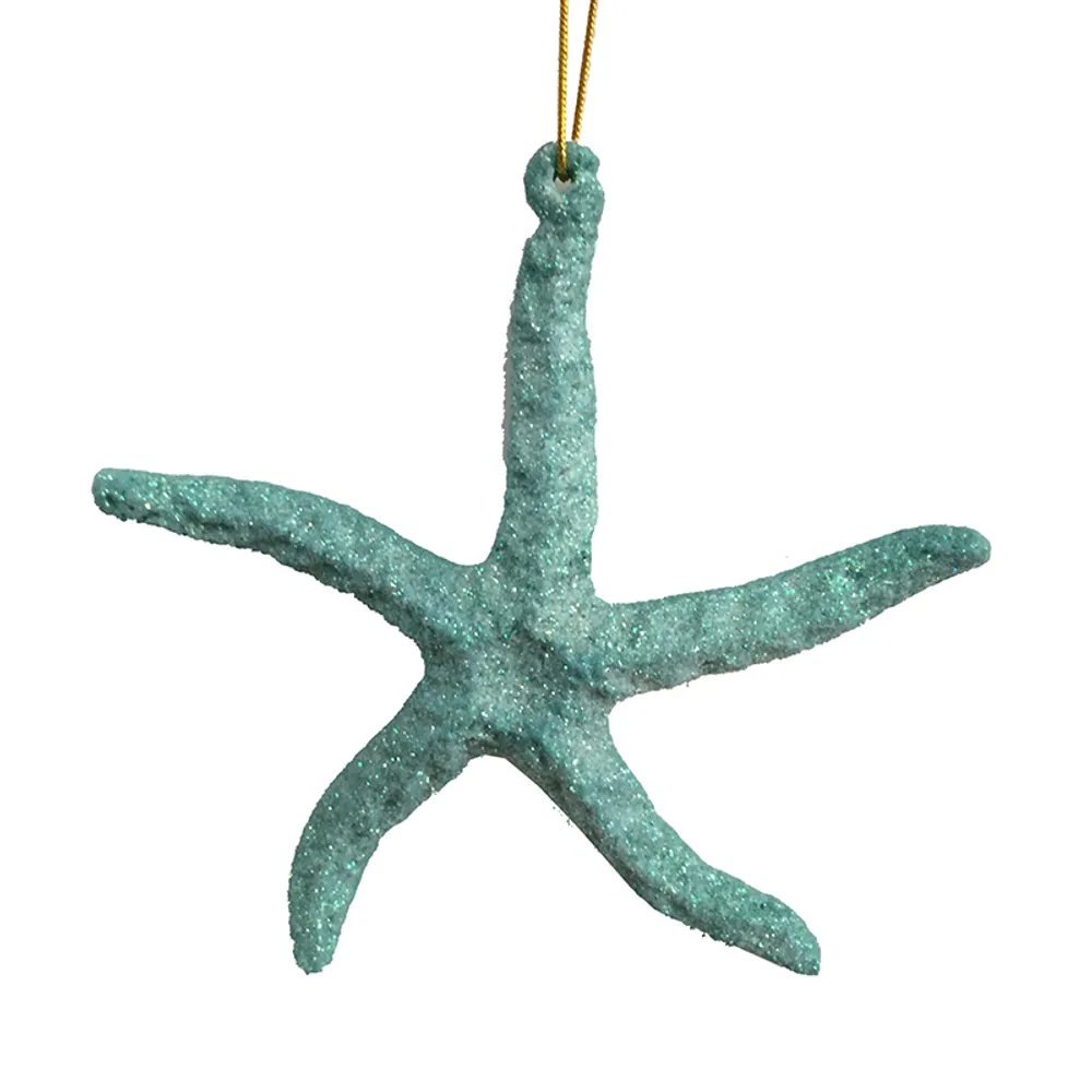 4-3/4" GREEN STARFISH CHRISTMAS ORNAMENT