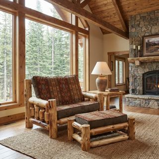 Cedar Log Chair and a Half - Natural - Standard Fabric - Seat:  Fabric TBD;   Backrest:  Fabric TBD