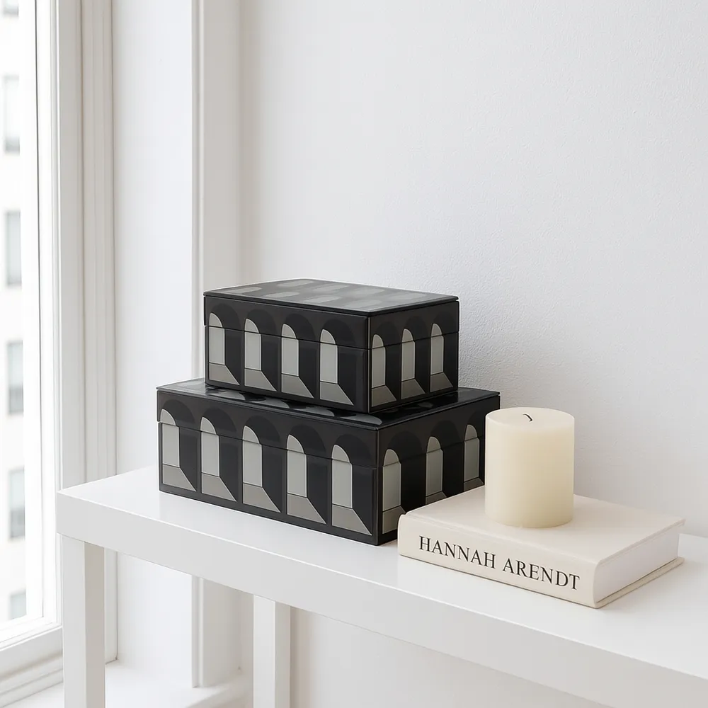 GROVERRIDGE SET OF 2 BLACK BOXES 4 (IN)