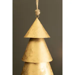 Giant Antique Gold Christmas Tree Bell with Jute Hanger 2