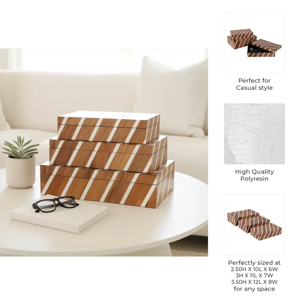 HARVEYWELL SET OF 3 BROWN BOXES 4 (IN)
