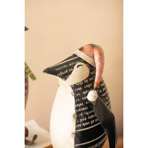 Set of 2 Recycled Metal Skating Christmas Penguins 4