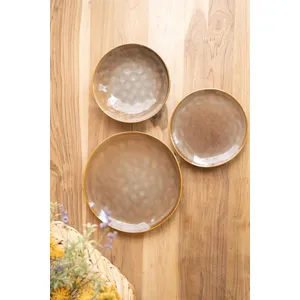 Set of 3 Antique Brown Ceramic Dinner Plate, Salad Plate and Bowl 5