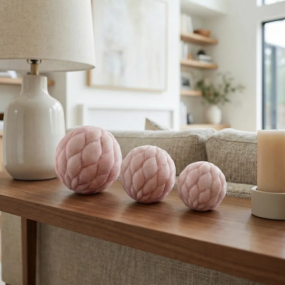 BISHOPSHAW SET OF 3 PINK ORBS 6 (IN)