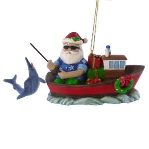 4-1/2" FISHING SANTA ORNAMENT 1