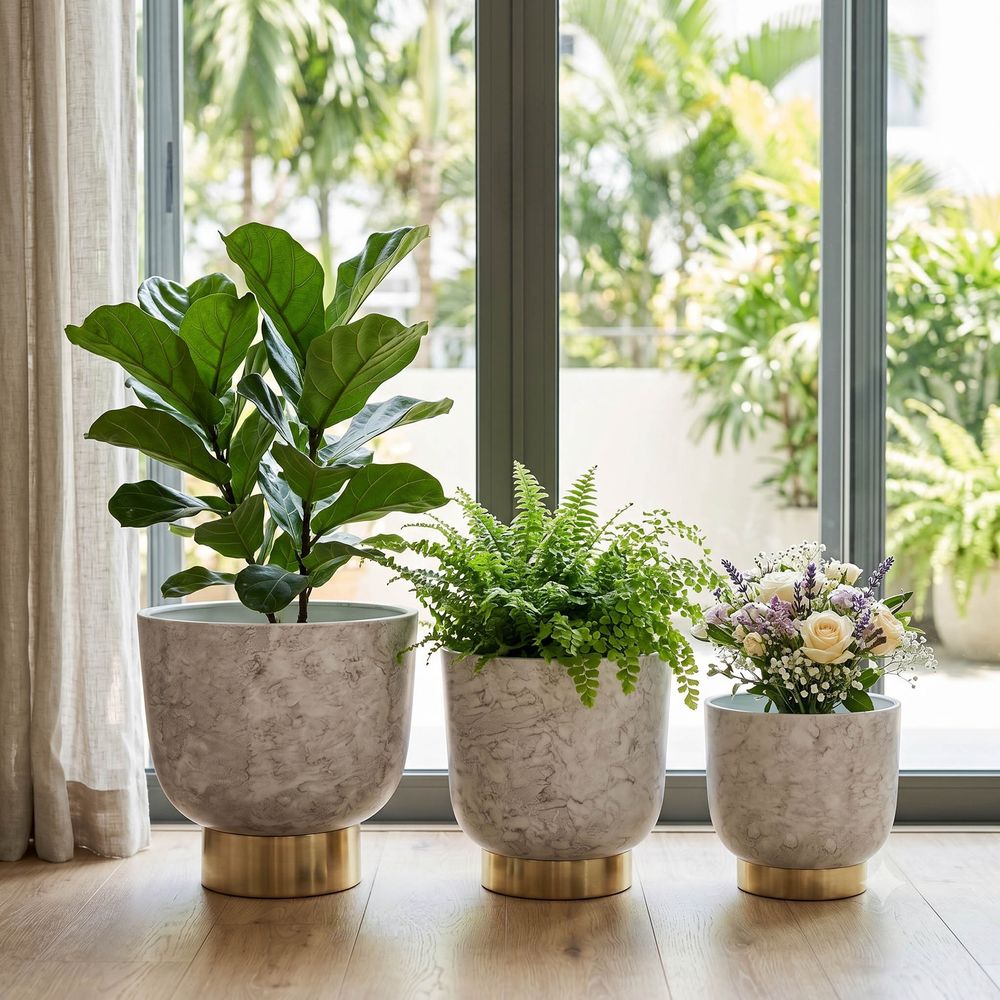CLINTONCREST SET OF 3 IVORY PLANTER 14 (IN)