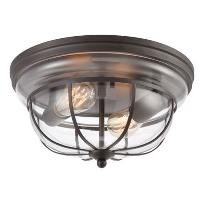 Manhattan Boutique 13″ Wide 2-Light Flush Mount - Oil Rubbed Bronze