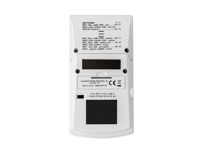 CDN Thermometer/Timer & Clock Digital, Probe, White 3
