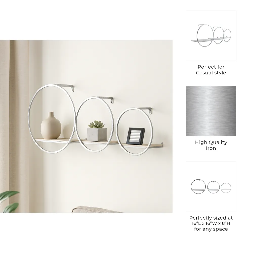GAIGESTONE SET OF 3 SILVER WALL SHELF 8 (IN)