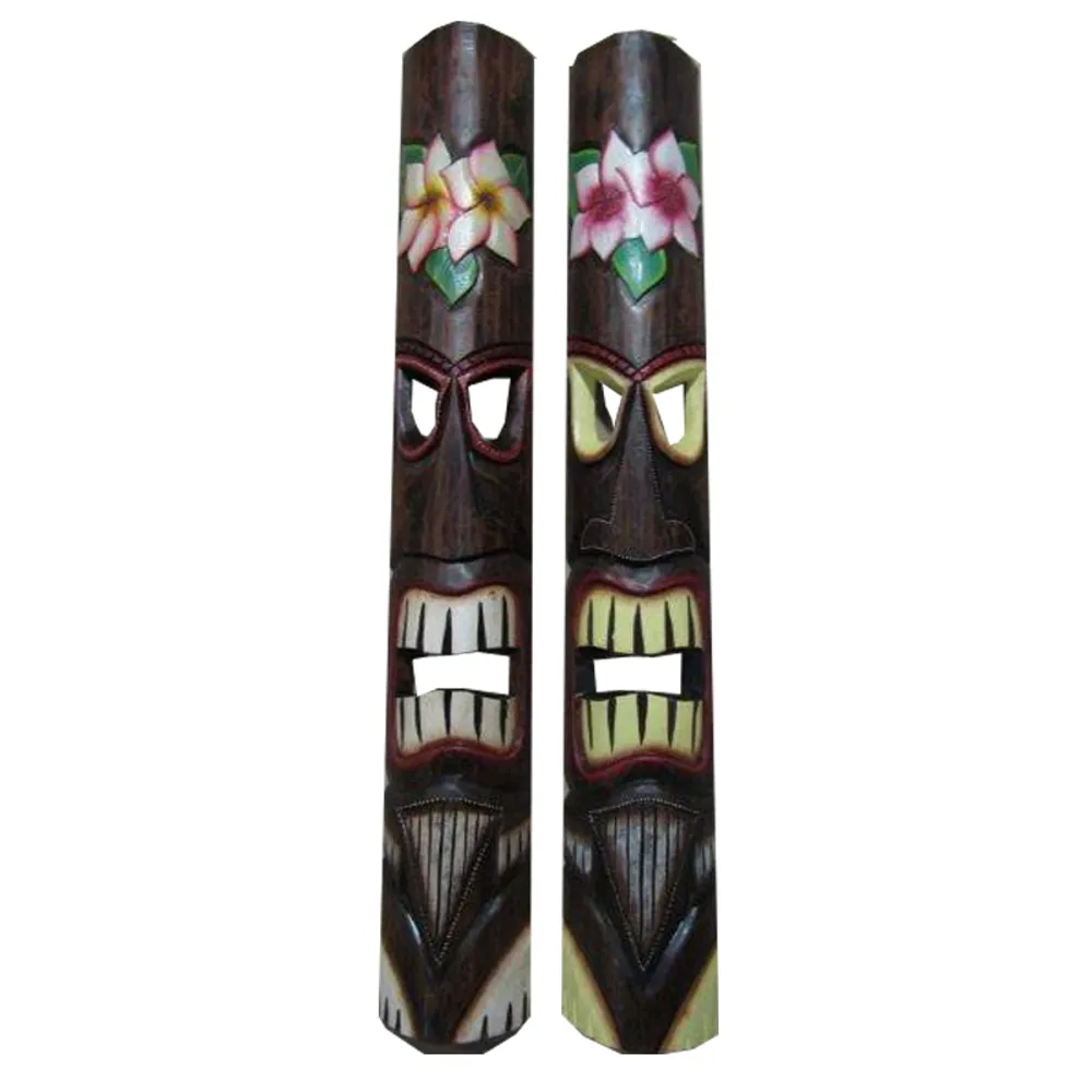 39-1/2" FLORAL TIKI MASK 2-ASST
