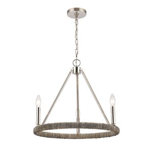 Abaca 20'' Wide 3-Light Chandelier - Polished Nickel 7