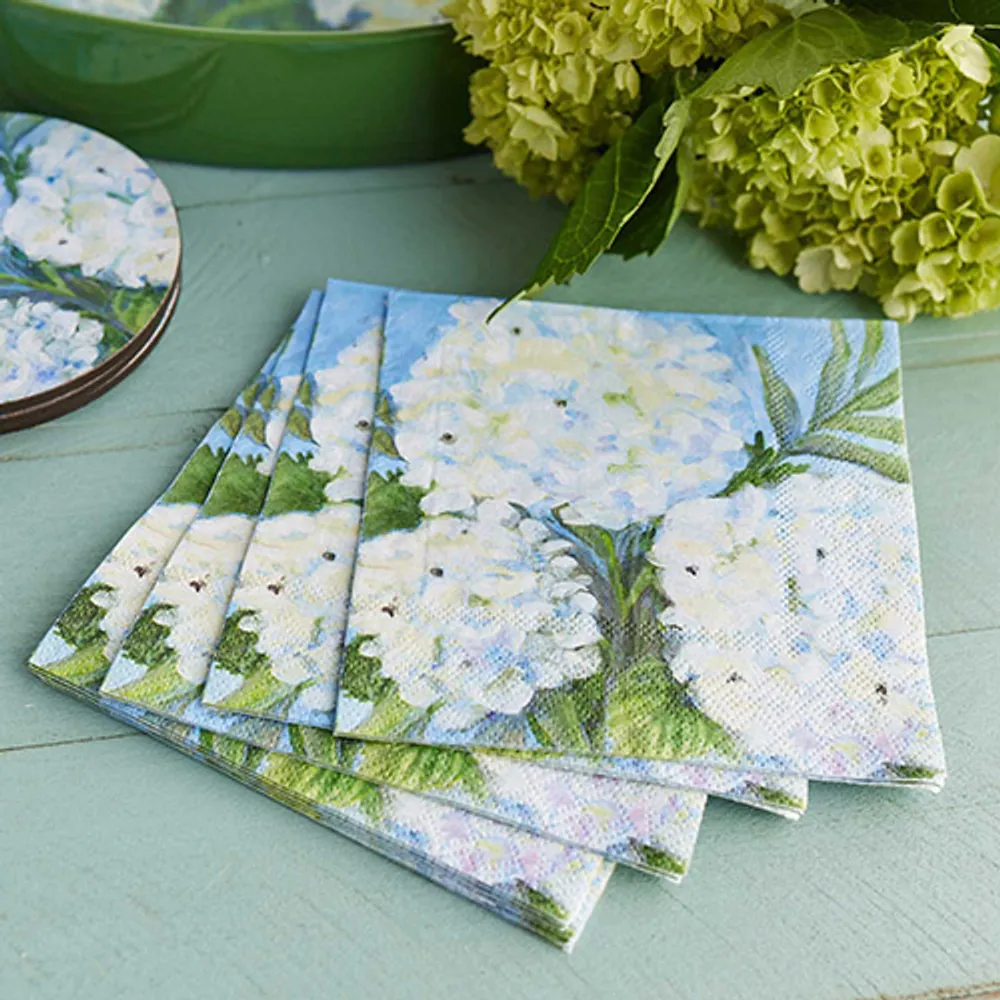 White Hydrangeas Paper Cocktail Napkins (Pack of 25)