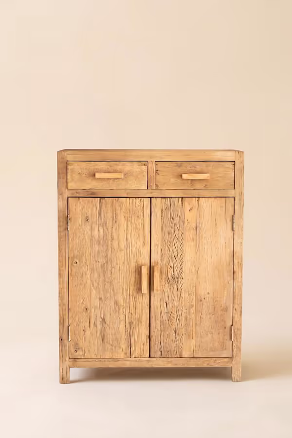 Reclaimed Wood Cabinet with Two Doors and Two Drawers
