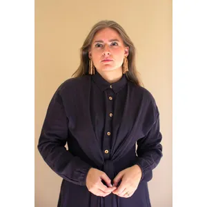 Long-Sleeve Dress with Front-Tie Detail 11