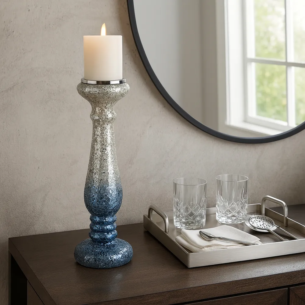 EASTONLAND BLUE CANDLE HOLDER 16 (IN)