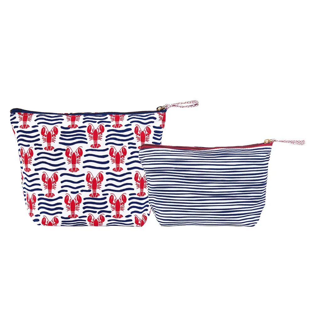 Lobster Waves Essential Canvas Pouch Set of 2