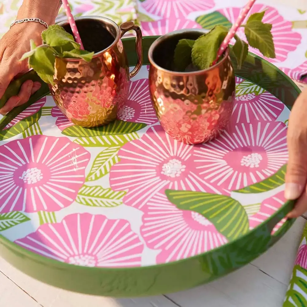 Poppy Papaver Round Lacquer Serving Tray