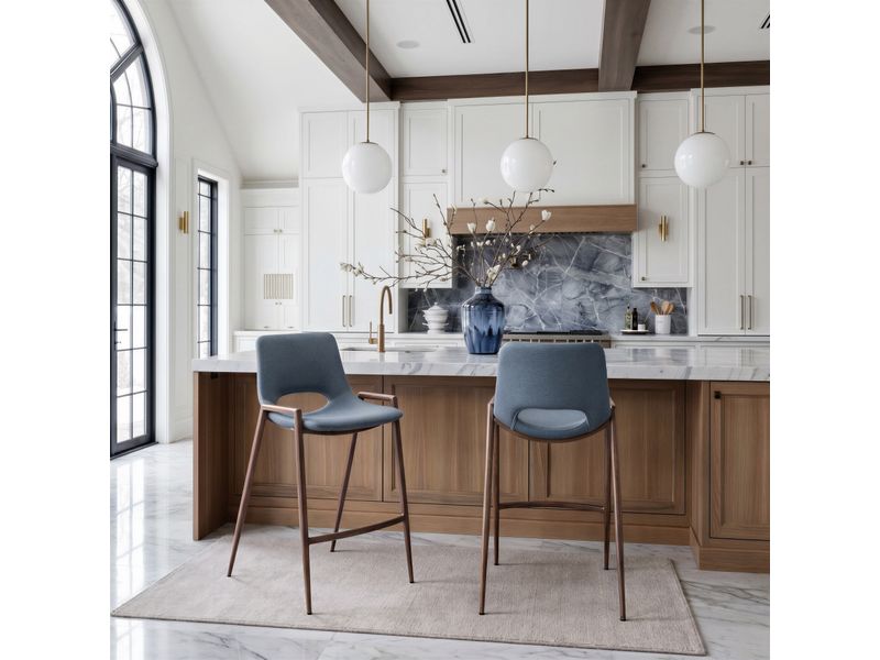 Desi Counter Stool Azure Gray & Walnut 2