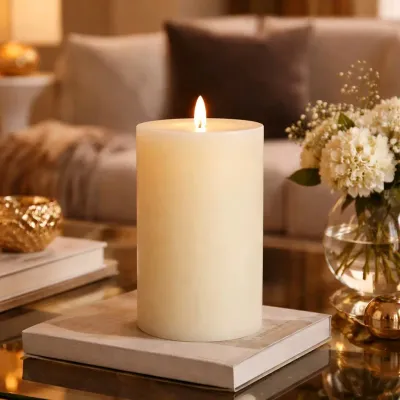 Cream Moving Flame LED Candle 5x8in