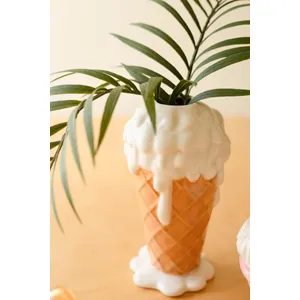 Ceramic Vanilla Ice Cream Cone Vase 2