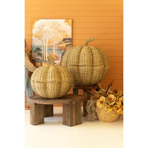 Set of 2 Giant Woven Vine Pumpkins 7