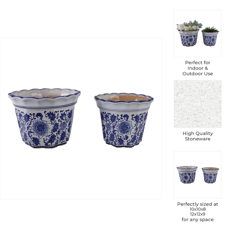 ENOCHFIELD SET OF 2 BLUE PLANTER 9 (IN)