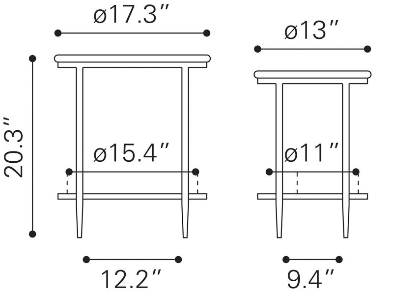 Koper Coffee Table Set Black 6