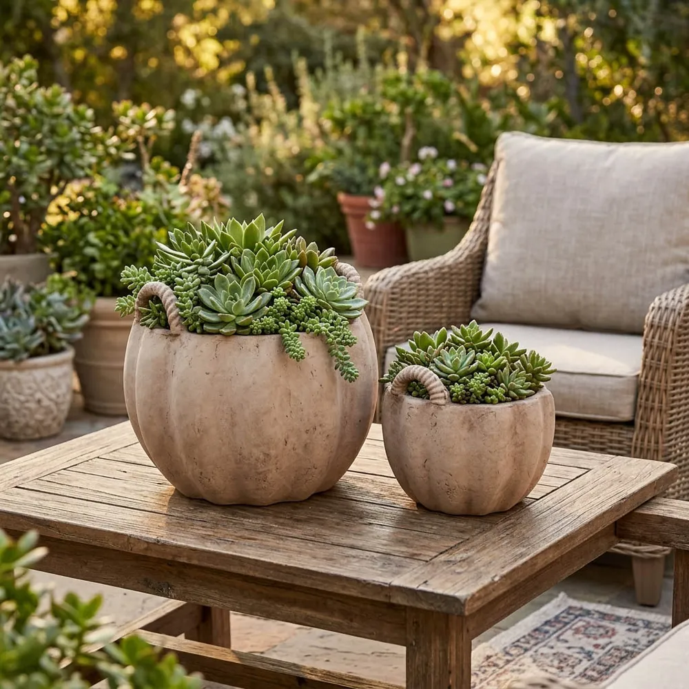 THEAHAM SET OF 2 ORANGE PLANTER 10 (IN)