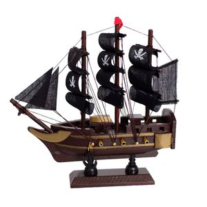 6" BROWN PIRATE SHIP WITH BLACK SAILS 1