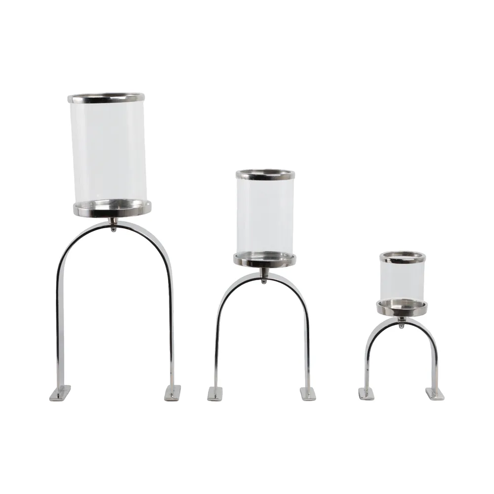 FLYNN SET OF 3 SILVER CANDLE HOLDER 22 (IN)