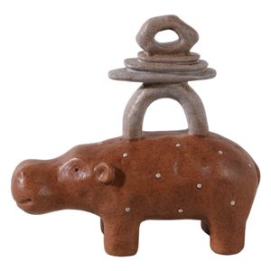 8" HIPPO WITH STACKED STONES, MULTI 1