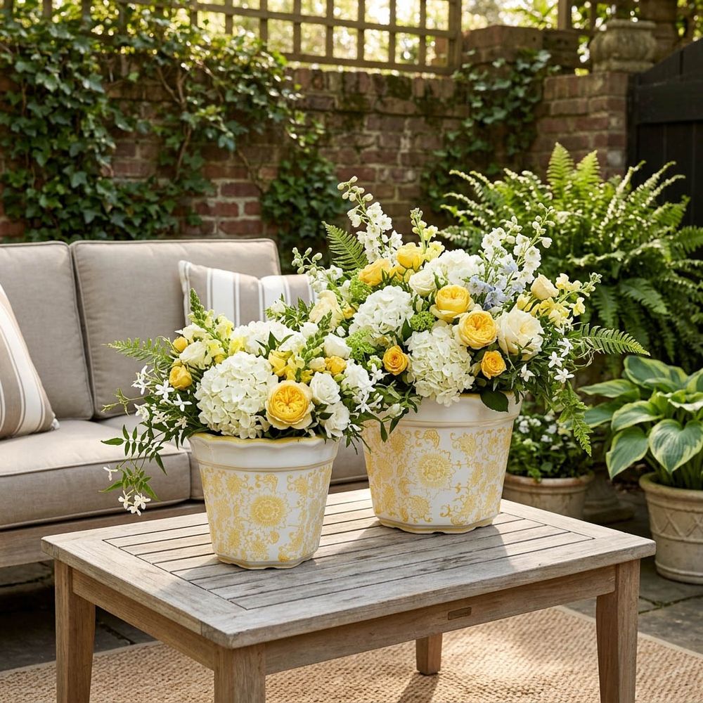 ENOCHFIELD SET OF 2 YELLOW PLANTER 10 (IN)