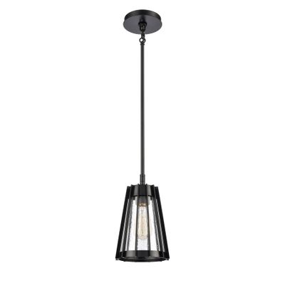 Open Louvers 6.75″ Wide 1-Light Mini Pendant - Matte Black