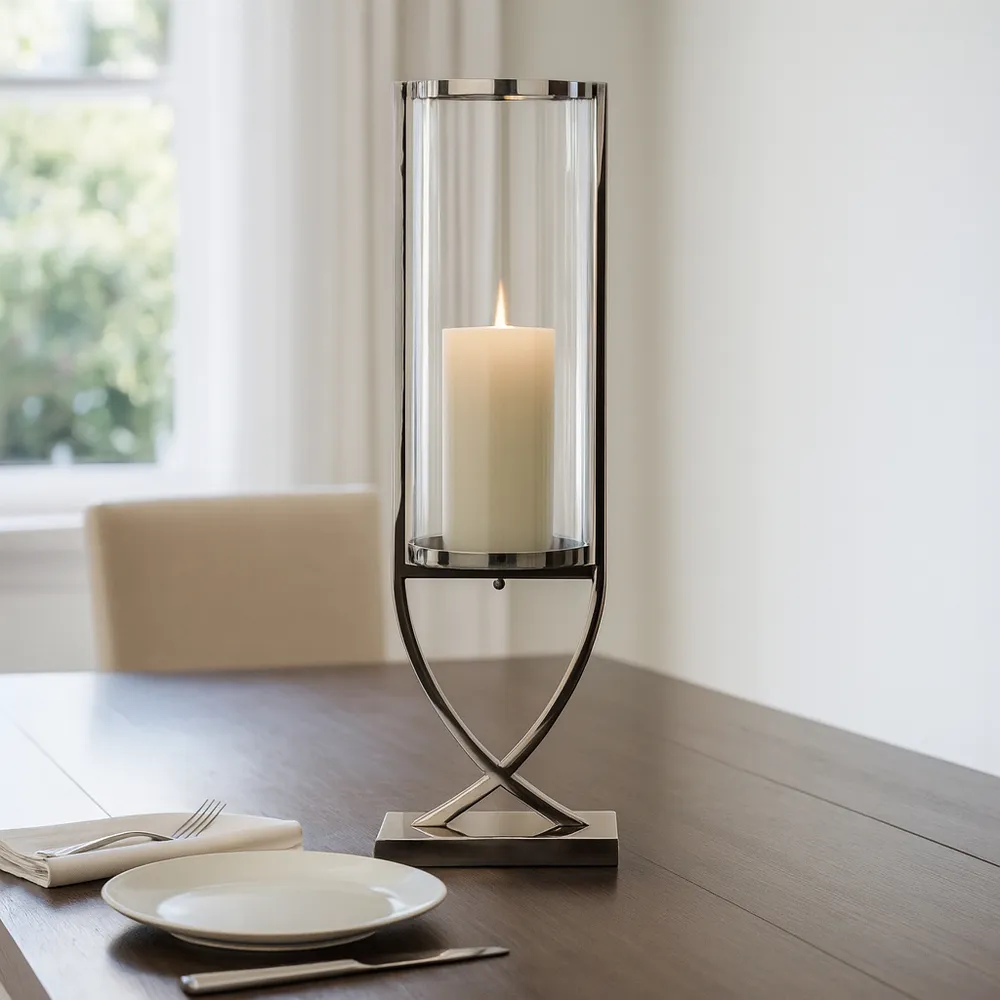 OLIVERHAVEN SILVER CANDLE HOLDER 27 (IN)