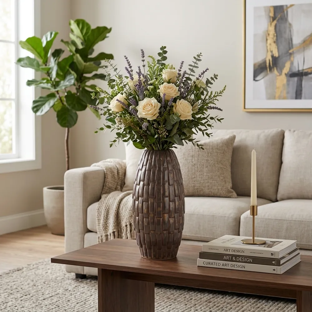 HAMDENROSE BROWN VASE 17 (IN)