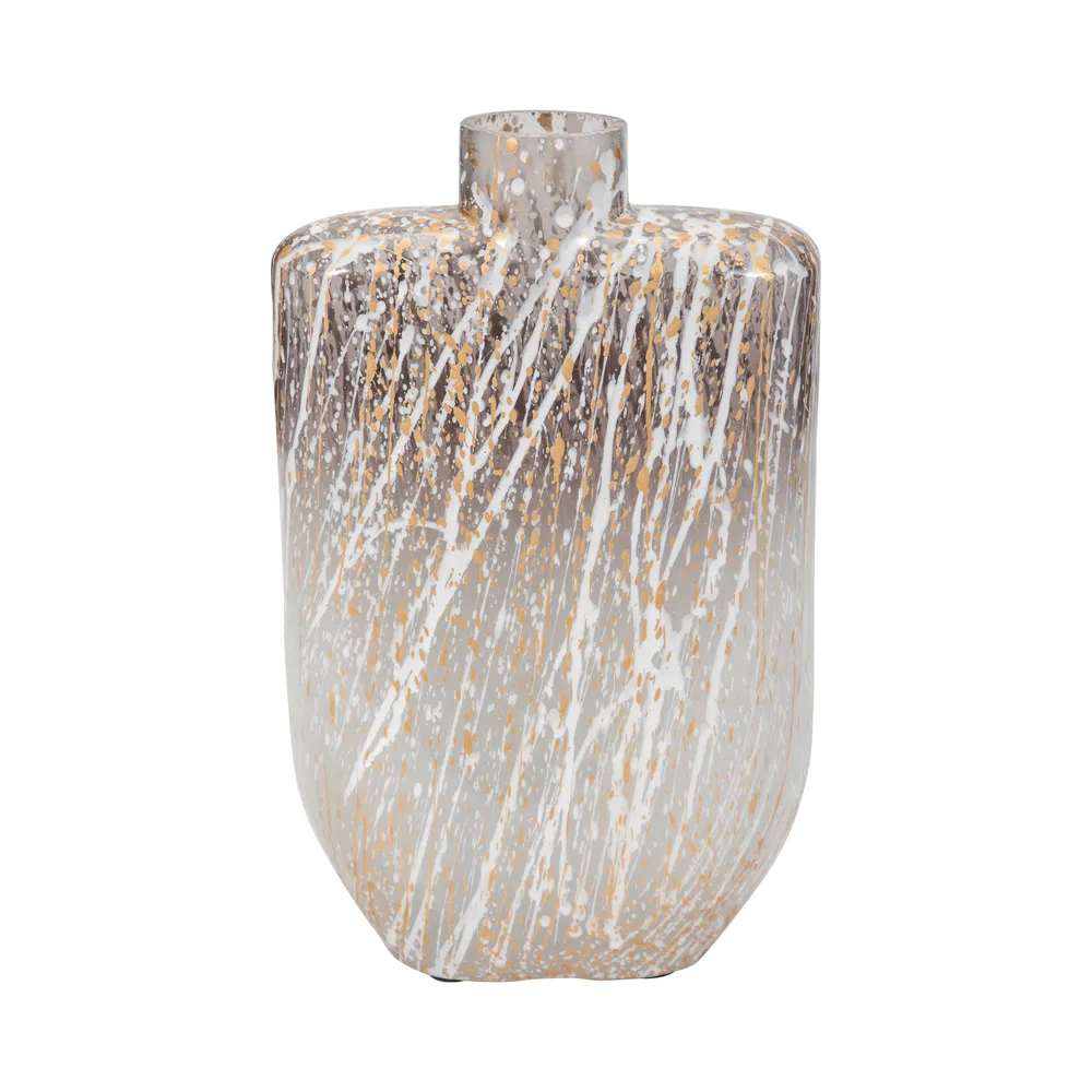 STONEWOOD IVORY GLASS VASE 10 (IN)