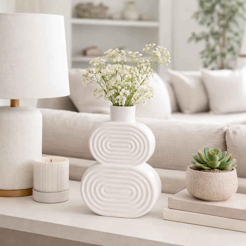 LEONAGATE WHITE VASE 10 (IN)