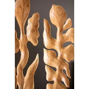 Set of 2 Botanical Teakwood Sculptures 3