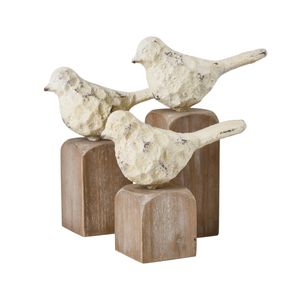 Higgins Bird Object - Set of 3 Aged Cream 1